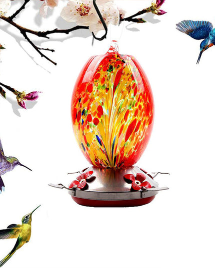 Hummingbird Feeder Hand Blown Glass