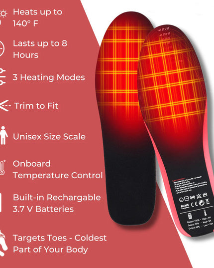 🔥FootEase Wireless Heated Insoles – Rechargeable Pain Soothing Heat for Plantar Fasciitis & Cold Feet - Libiyi