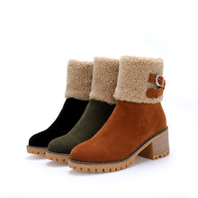 Load image into Gallery viewer, Women&#39;s thick heel leather buckle warm boots - Libiyi
