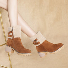 Load image into Gallery viewer, Women&#39;s thick heel leather buckle warm boots - Libiyi