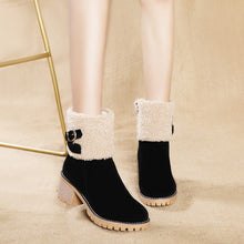 Load image into Gallery viewer, Women&#39;s thick heel leather buckle warm boots - Libiyi