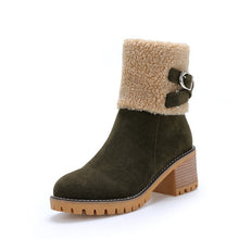 Load image into Gallery viewer, Women&#39;s thick heel leather buckle warm boots - Libiyi