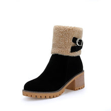 Load image into Gallery viewer, Women&#39;s thick heel leather buckle warm boots - Libiyi