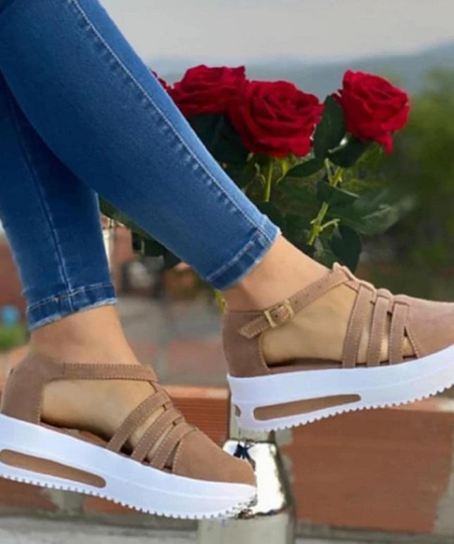 Women Sandals Casual Thick Bottom Comfortable Mid Heels Sandals - Libiyi