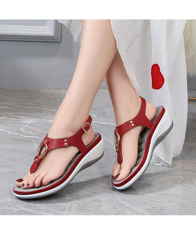 Ladies Rubber Sole Casual Wedge Sandals - Libiyi