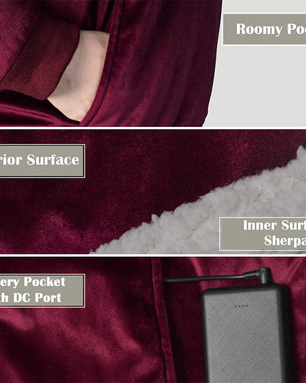 Heated Wearable Blanket Hoodie with Battery Pack - Keillini