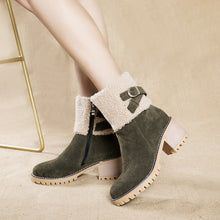 Load image into Gallery viewer, Women&#39;s thick heel leather buckle warm boots - Libiyi