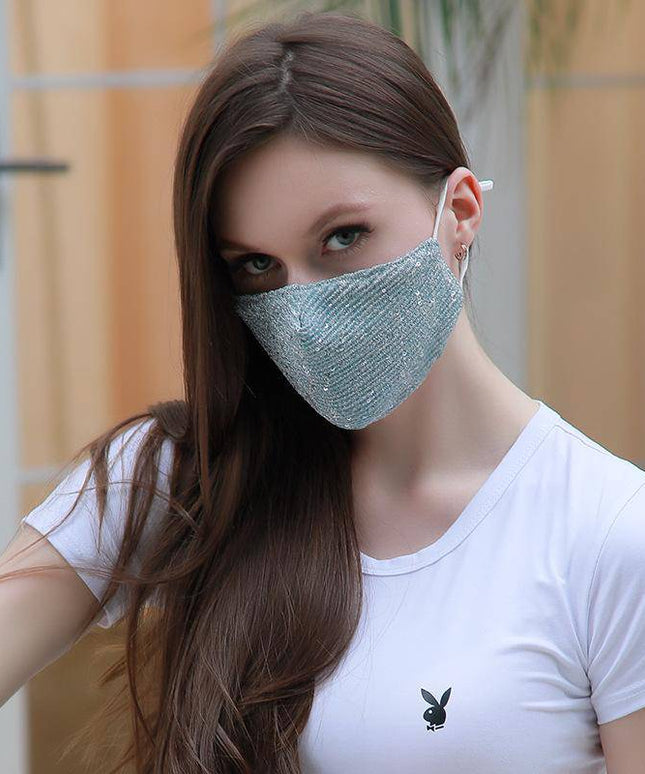 Fashion shiny Facewashable And Reusable Outdoor Sequined Cover Face-Mask - Libiyi