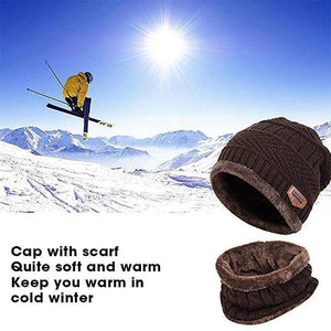 Warm Beanie Cap With Scarf - Libiyi