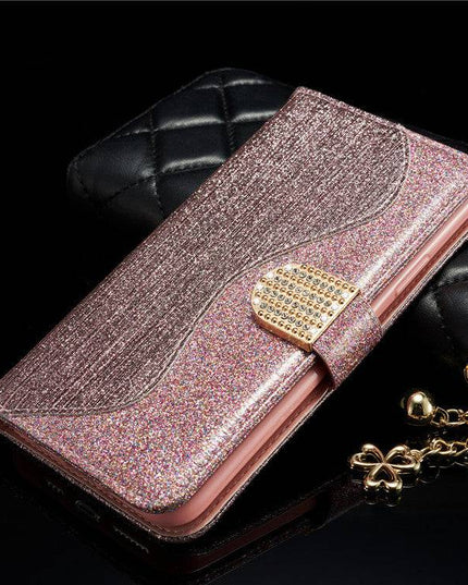 Leather Glitter Rhinestone Flip Case For Samsung - Libiyi