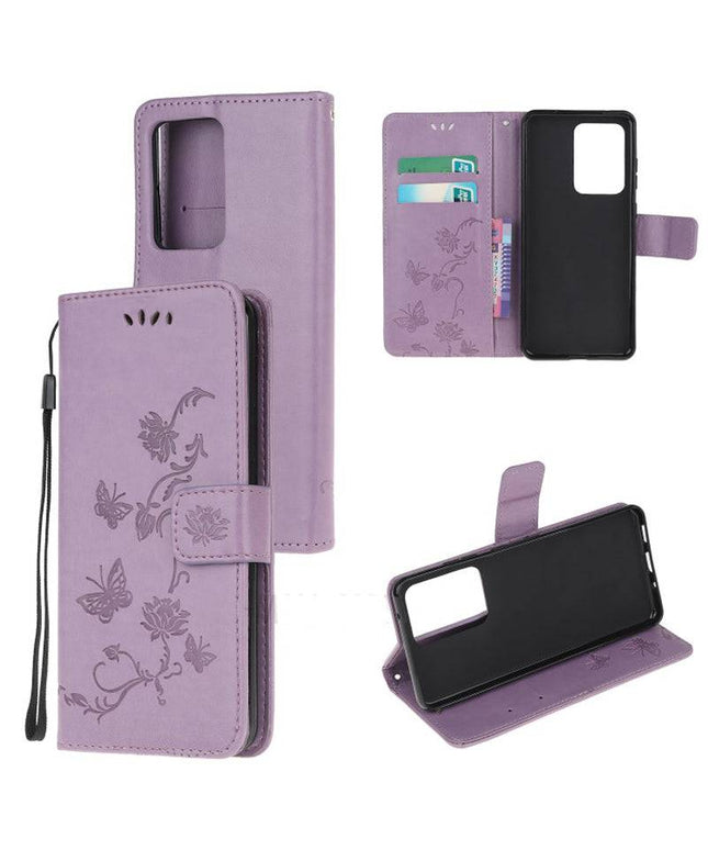 Imprint Butterfly Flower Leather Mobile Phone Case for Samsung S21 Series - Libiyi