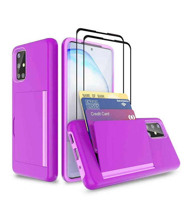 Armor Protective Card Holder Case for Samsung A Series With 2-Pack Screen Protectors - Libiyi