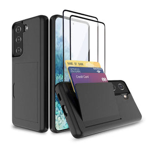 Armor Protective Card Holder Case for Samsung S21 FE(5G) With 2-Pack Screen Protectors - Libiyi