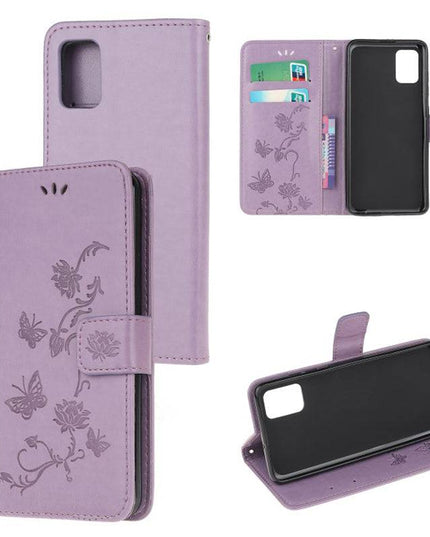 Imprint Butterfly Flower Leather Mobile Phone Case for Samsung - Libiyi