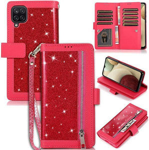 Bling Wallet Case with Wrist Strap for Samsung A12 - Libiyi