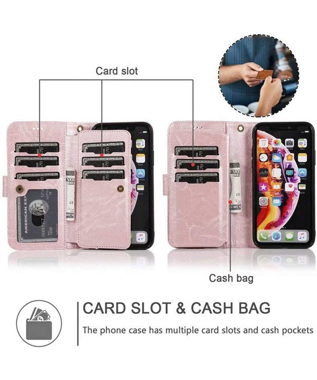 Detachable Flip Folio Zipper Purse Phone Case for iPhone 12 Series - Libiyi