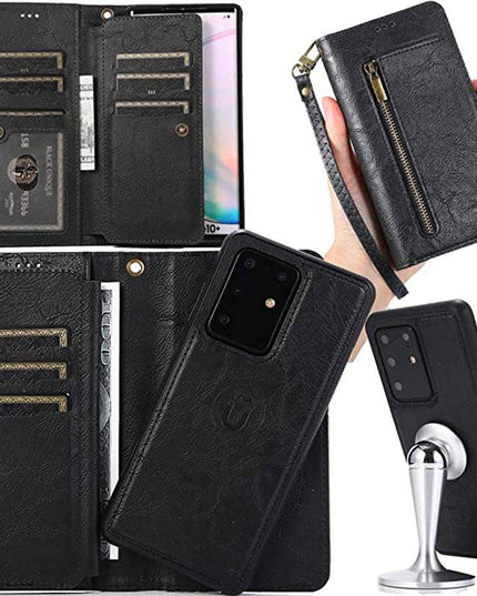 Detachable Flip Folio Zipper Purse Phone Case for Samsung S20 Series - Libiyi