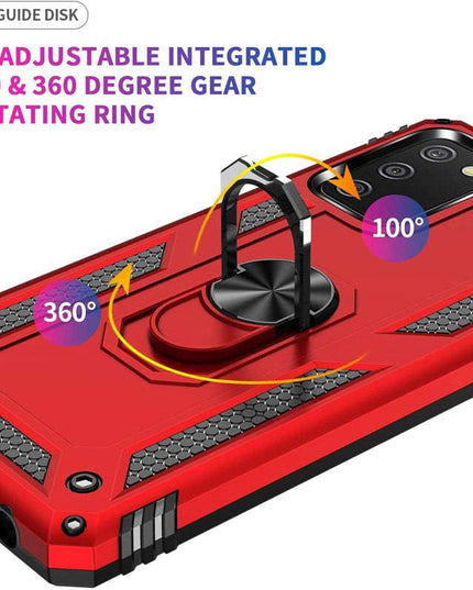 Samsung A02S Luxury Armor Ring Bracket Phone Case With 1-Pack Tempered Glass Screen Protector - Libiyi