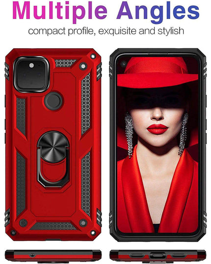 2022 Luxury Armor Ring Bracket Phone case For Google Pixel 5 With 2-Pack Screen Protectors - Libiyi