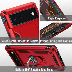 Luxury Armor Ring Bracket Phone case For Google Pixel 6 With 2-Pack Screen Protectors - Libiyi