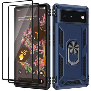 Luxury Armor Ring Bracket Phone case For Google Pixel 6 With 2-Pack Screen Protectors - Libiyi