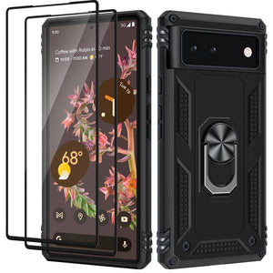 Luxury Armor Ring Bracket Phone case For Google Pixel 6 With 2-Pack Screen Protectors - Libiyi