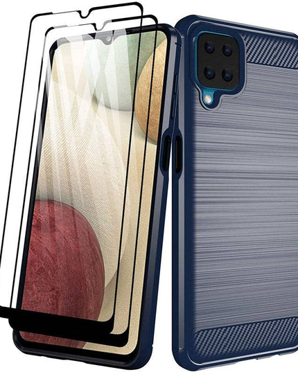 Luxury Carbon Fiber Case For Samsung A12 With 2-Pack Screen Protectors - Libiyi