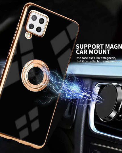 Slim Thin Finger Ring Stand Electroplated Silicone Case For Samsung A42(5G) - Libiyi