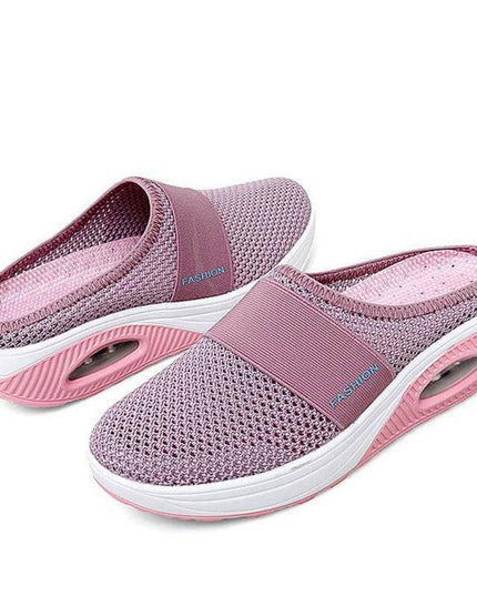 Libiyi Women Daily Fly Knit Fabric Summer Air Cushion Mule Slippers - Libiyi