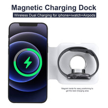 Load image into Gallery viewer, 15W Qi Wireless Magnetic 2 in 1 Foldable Fast Charger for iPhone 12 11 Airpods Apple Watch - Libiyi