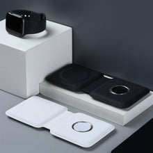 Load image into Gallery viewer, 15W Qi Wireless Magnetic 2 in 1 Foldable Fast Charger for iPhone 12 11 Airpods Apple Watch - Libiyi