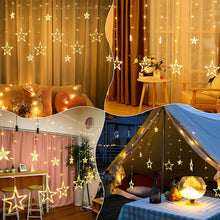 Load image into Gallery viewer, LED Star Curtain Lights 12 Stars 8 Modes Christmas String Lights - Libiyi