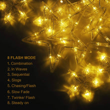 Load image into Gallery viewer, LED Star Curtain Lights 12 Stars 8 Modes Christmas String Lights - Libiyi